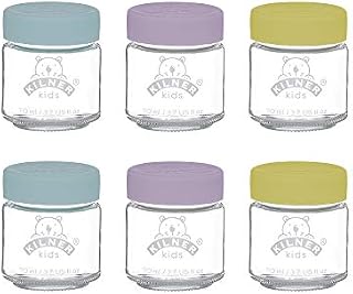 Kilner 0025.016 Set of 6 Kids Jars 110ml, Glass,Yellow,purple