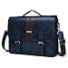 ECOSUSI Men's Briefcase PU Leather Shoulder Satchel Computer Bag with Back Pocket fits 15.6 inch Laptop, Blue