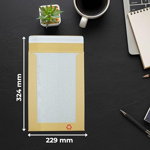 Double Dragon 20er-Pack A4 C4 Manilla Umschläge mit Hartpapier-Rückwand | 324mm x 229mm | Mit Aufdruck Bitte Nicht Biegen | Gepolstert & Manipulationssicher | Selbstklebender Verschluss