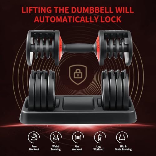 Image of AOTOB 55lbs (Pair) Adjustable Dumbbell Set, Dumbbells Weight with Anti-Slip Fast Adjust Turning Handle, Sets for Men and Women, Exercise Pair for Home Gym