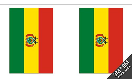 Flagtex Bolivia Fabric Bunting – 9m with 30 Flags – Fabric for Indoor & Outdoor Use – String Flags Banners Bolivian South America Latin America Andes — image 1