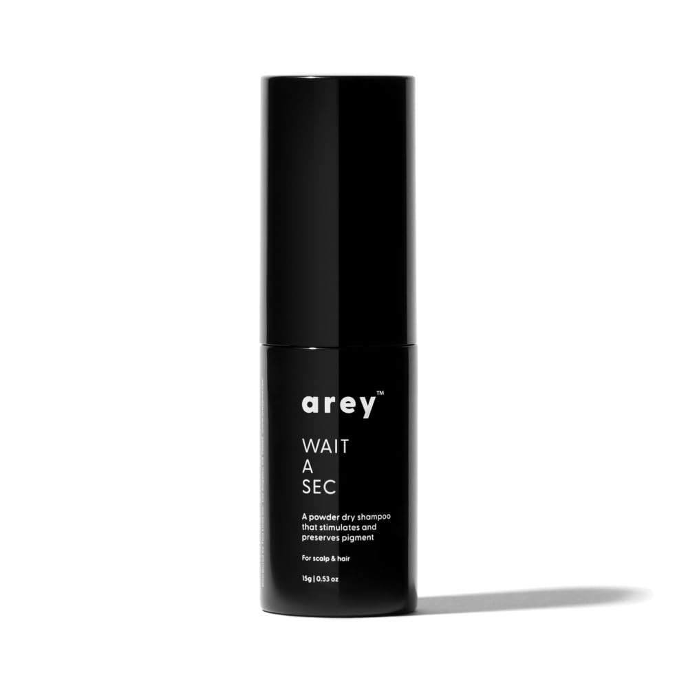 - Arey Wait A Sec™ Dry Shampoo | Absorbs Oil & Adds Volume + Reduce the Signs of Aging Hair with Science-Backed Formula to Preserve Pigment | Non Aerosol Tinted Powder | Vegan, Cruelty-Free (0.53 oz)
