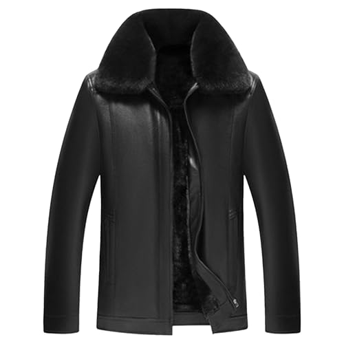 Chaqueta bomber de cuero para hombre con forro grueso miniatura 1