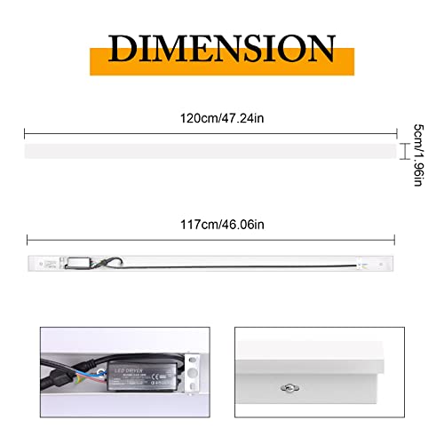 Miniatura 7 de K-Bright Aplique De Pared Exterior Led 120cm Aluminio Lámpara De Pared Ip65 Blanco Cálido 35w 3000k Moderna Para Balcón Patio Jardín Balcón,Blanco