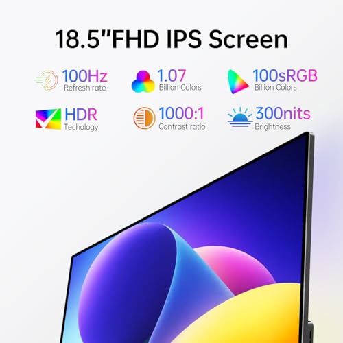 Image of Portable Monitor Touchscreen,18.5'' FHD IPS Touch Screen Monitor, Travel Monitors w /Kickstand & Speaker, HDMI USB C External Screen for Laptop PC 10-Point Touch for Windows devs
