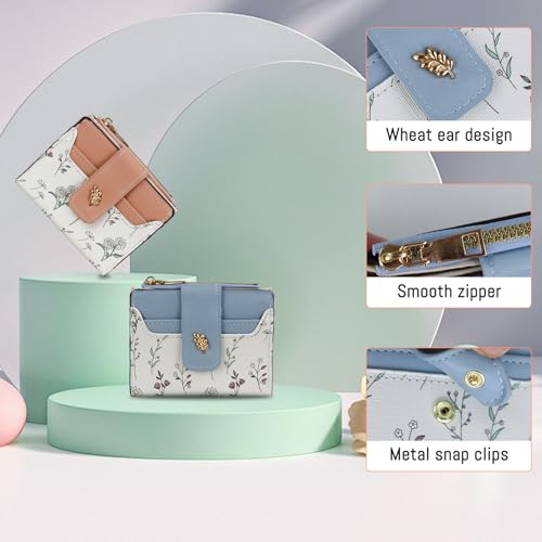 Andiker Small Wallet Women, Bifold Coin Purse with 1 ID Window and 1 Zipper Pocket, Women Wallet for Shopping (khaki)4