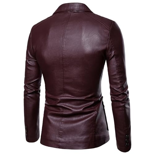 Men Classic Leather Blazer 2-Button Lambskin Leather Blazers Daily Simple Casual PU Leathers Suits2