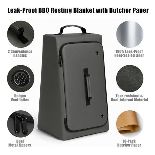 Image of BBQ Blanket for Resting Meat, 270 Opening Leak-Proof Insulated Meat Resting Bag with Butcher Paper, BBQ Brisket Blanket for Pork Shoulder /Steak /Turkey, Smoker Grilling Accessories Gifts for Men /Dad