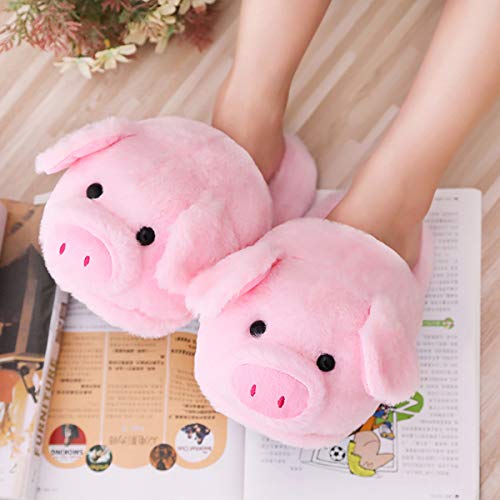 Plush Pink Pig Slippers Winter Warm Stuffed Animal Slippers for Women2