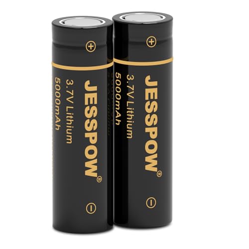 Rechargeable 3.7 Volt Batteries, Battery Flat Top Batteries for Flashlight, Headlamps, etc 2 Pack