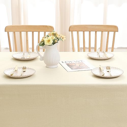 Smiry Leinenoptik Tischdecke Eckig 140 x 100 cm Beige – Ansicht 6