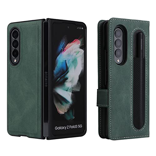 Housse antichoc Samsung Galaxy Z Fold 3 intégrale verte avec étui portefeuille amovible