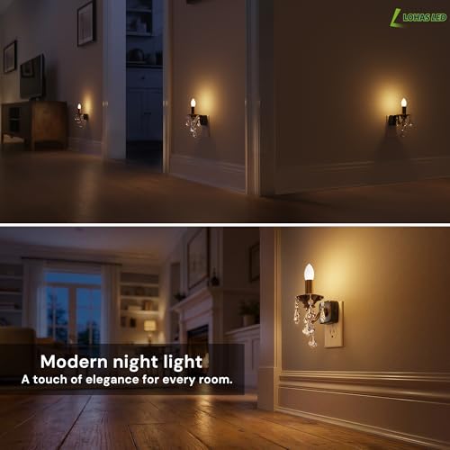 Image of L LOHAS LED Flameless Candle Night Light, 2 Pack Night Lights Plug into Wall, LED Candle Night Light with Light Sensor, 0-100LM Dimmable Nightlight, Vintage Decorative Night Lights for Dinning Room
