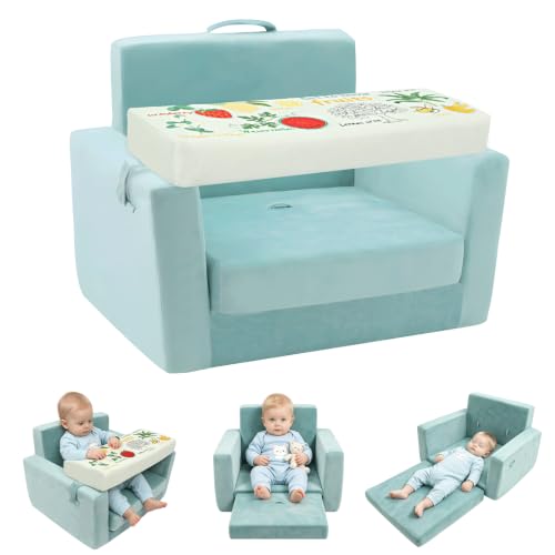 LZDMY Sofa Infantil 3 en 1, Asiento Bebe con Tablero Protector