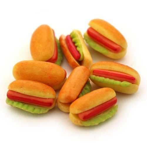 MyTinyWorld 6 x domek dla lalek miniaturowy hot dog i sałata w koku z ketchupami