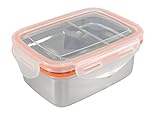Mighty Hippo RECTANGLE Stainless Steel BENTO Food Container (Size: SMALL) - 2 Compartments (Removable Divider/Leak Proof/Dishwasher Safe/Reusable/Food Safe/Metal/BPA Free/Meal Prep)