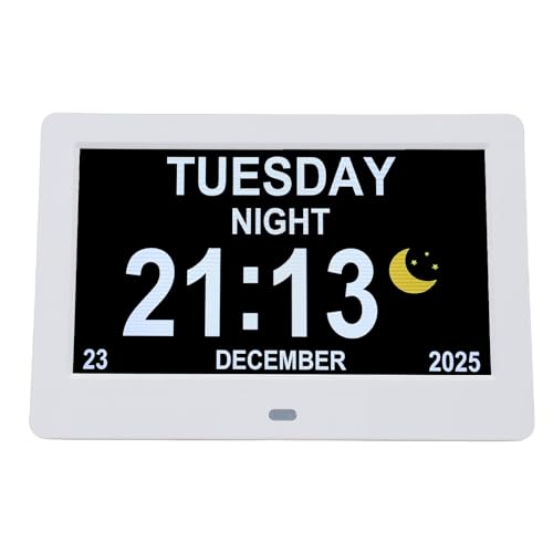 Reloj Calendario Digital Pantalla Grande de 7 Pulgadas con Recordatorios para Padres Mayores, Reloj de Fecha y Hora para Dormitorio, Carcasa de ABS