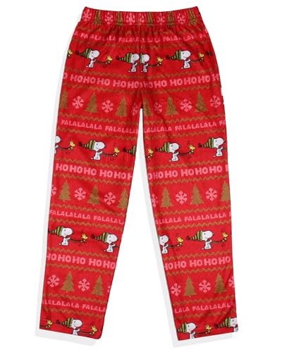 Peanuts Snoopy Girl's Christmas Sweater Sleep Tossed Print Pajama Pants For Kids2