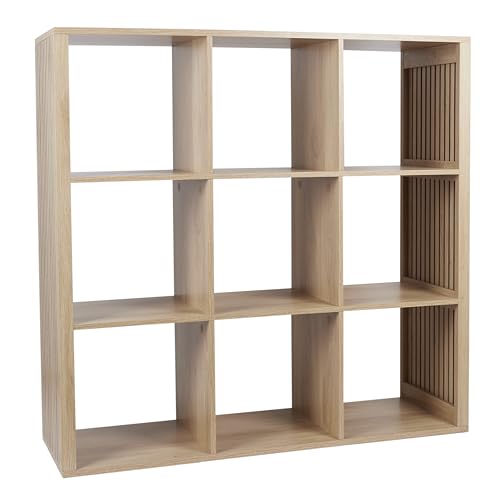HOME DECO FACTORY - Rangement Modulable 9 Cases Collection Klaus - Bois MDF - Pratique et Design pour Salon - Chambre ou Entrée - Dimensions 102 x 32 x 99 cm...