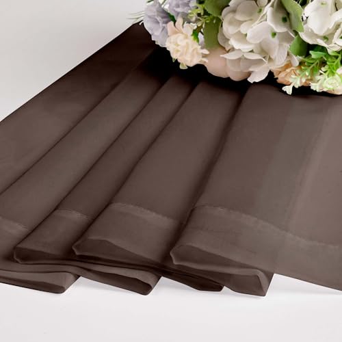 Image of OWENIE Sheer Curtains 63 inch Length 2 Panels Set, Rod Pocket Voile Fimly Sheer Drapes for Living Room /Bedroom, 2pcs, Each 42 inch W x 63 inch L, Chocolate
