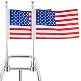 Hahafelt 2 Set Motorcycle Flagpole Mount and American Flag 10 x 6in USA Flag Aluminum Flagpole Holder Bracket for 1/2' Luggage Rack for Most Motorcycles