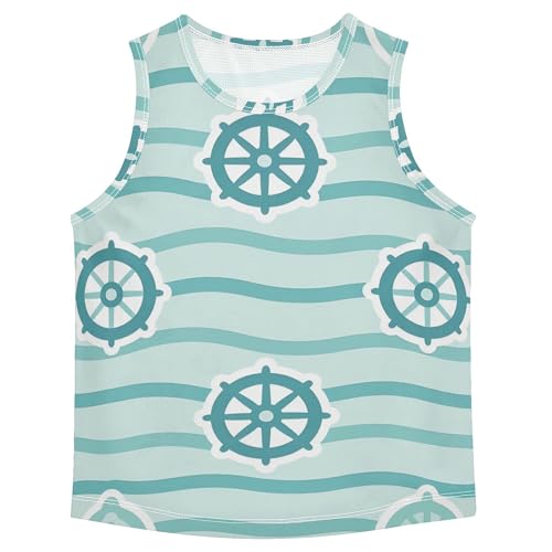 JUNZAN Anchors Theme Boys' Tank Top Shirt Sleeveless Toddler Vest Toddler Club T-Shirt for Biking Surfing Vacation Swim 3T