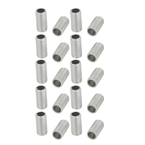 sourcing map Lámpara Tubo Boquilla, M10 Rosca 20mm Longitud Hueco Lámparas Reparación Pieza Herraje para Lámpara Luces, Zinc Chapado Plateado Tono, Paquete de 20