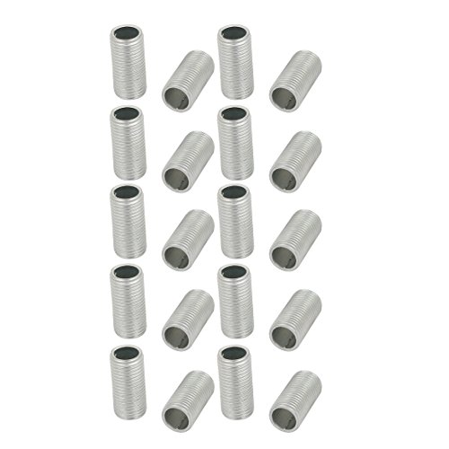 sourcing map 20Pcs Boquilla Conector De Tubo De 20mm De Longitud Lámpara Completamente Roscado M10 Paso A Través