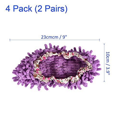 Image of M METERXITY 2 Pairs Washable Cleaning Shoes Cover - Floor Cleaning Dust, Chenille Microfiber Duster Mop Slippers, Apply to House Office Room (Purple)
