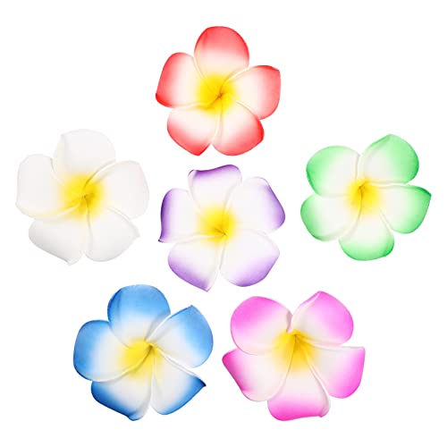 Amosfun Hawaiian Plumeria Flower Hair Pins Barrettes Hair Clip Bridal Hair Accessories for Tropical Beach Party Wedding Event Decoration Photography 12 Pieces (9 cm Mixed Colour)