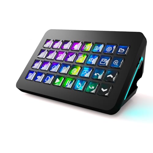 TreasLin/VSDinside XL Streaming Deck & Macro Keypad – 32 Customizable Keys with Scroll Wheels...