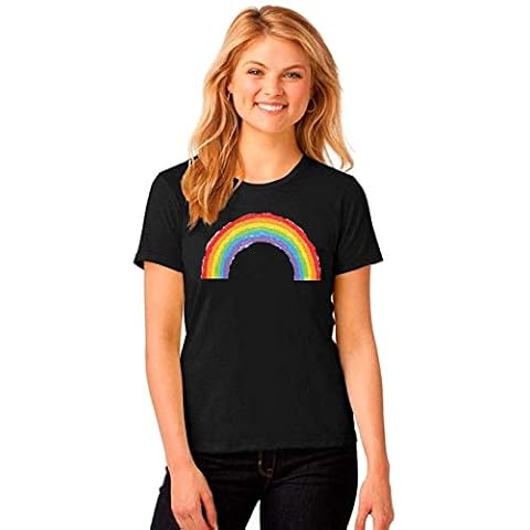 MIXLOT New Women NHS Rainbow Colors Print T Shirt Ladies Short Sleeve Top (12-14, Black) Cover