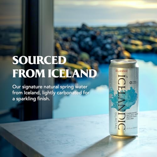 Image of Icelandic Glacial Sparkling Water, Unflavored, 330 ml / 11.1 Fl Oz Cans (Pack of 10)