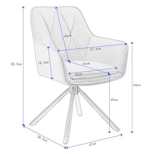 Lestarain Esszimmerstühle drehbar 4er Set, für Schlafzimmer Küche Wohnzimmer, Küchenstühle gepolstert mit Armlehnen Rückenlehne, Metallbeinen, Samt, Dunkelgrau – Bild 4