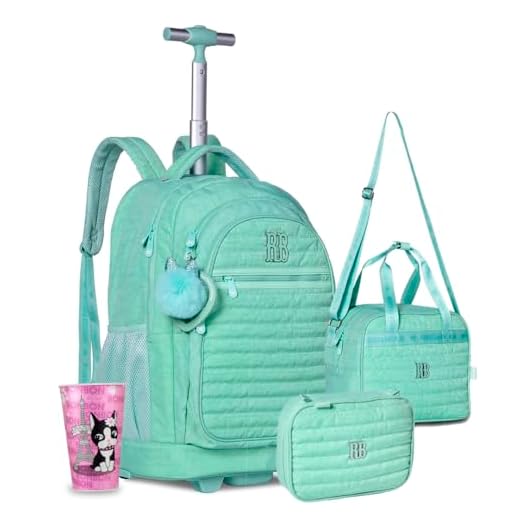 Kit Mochila Carrinho Crinkle Rebecca Bonbon Feminina Infantil Estojo E Lancheira Térmica Com Copo RB (Verde)