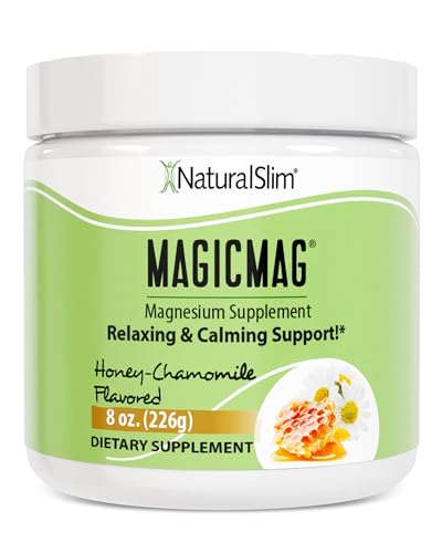 NaturalSlim MagicMag Magnesium Citrate Powder for Stress Constipation Muscle & Heart Health Better Rest & Digestive Support Magnesium Supplement for Women and Men 8 oz Honey Chamomile