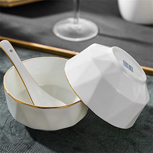 Elegancki ośmiokątny zestaw zastawy stołowej z porcelany kostnej ze złotą krawędzią, idealny do jadalni i na prezent