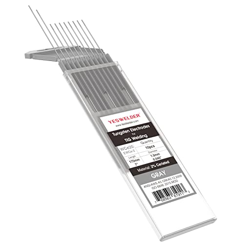 Image of YESWELDER TIG Welding Tungsten Electrode 2% Ceriated | 10-pk .040 inch x 7 inch Gray WC20 /EWCe-2