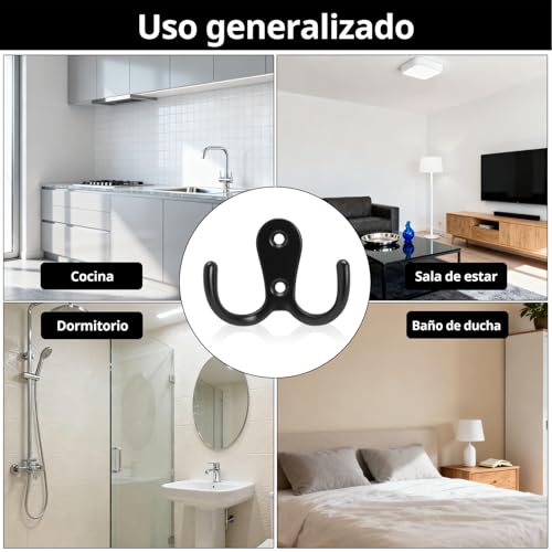 Miniatura 7 de 11 Ganchos De Pared Dobles, Ganchos Para Ropa Montados En La Pared, Ganchos Dobles Para Ropa, Ganchos Metálicos Para Sombreros, Toallas, Puertas, Cocina, Baño, Con Tornillos De 14 Mm Y Destornillador