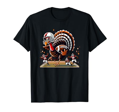 Thanksgiving Türkei Laufen Zurück Lustiger Fußballspieler T-Shirt