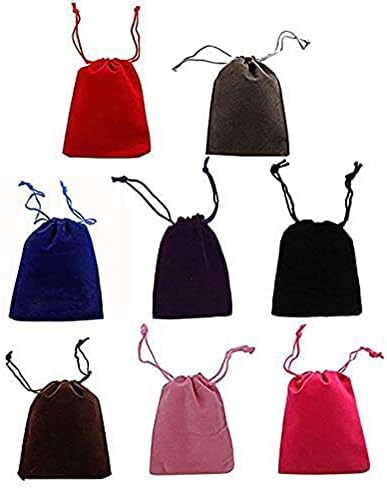 Shukii 50PCS 2" X 3" Velvet Jewelry Bags Small Drawstring Bags Pouches for Jewelry Gift Wedding Favors Candy Bags Party Favors Christmas Mixed Colors (Mixed Colors, 2" X 3")