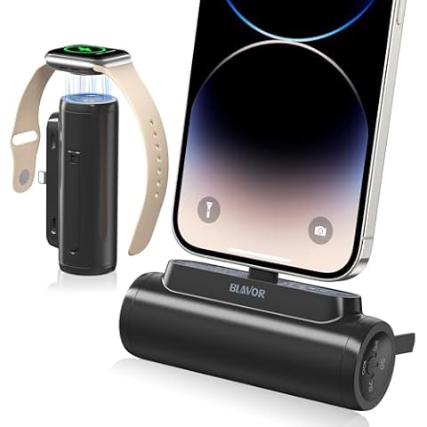 BLAVOR Small Portable Charger 5000mAh, Magnetic Power Bank for Apple Watch, Ultra-Compact 20W PD Fast Charging Mini Portable Phone Charger Battery Bank for iPhone 14/14 Pro Max/13/12/XR/8/7/6 Cover