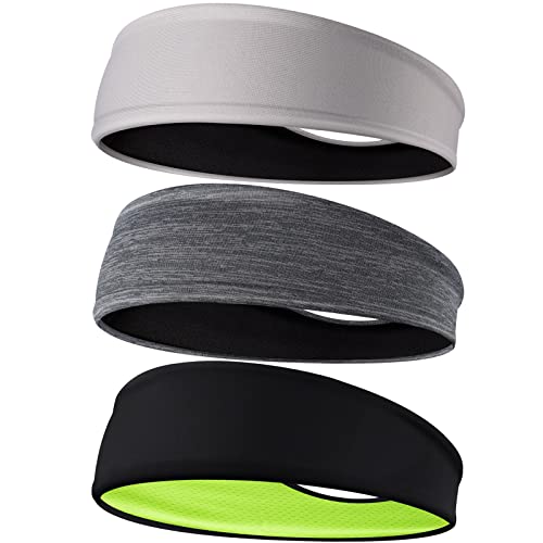 Braylin Men's Headbands, 3-Pack Head Band for Men, Sport Sweatbands for Running Fitness Yoga Cycling, Sweat Wicking Non Slip