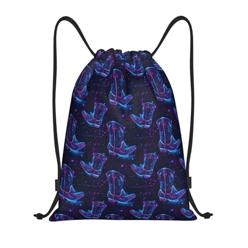 Drawstring Backpack - Cyber ​​cowboy Boots Print Sports Gym Sackpack String Bag For Women Men, Lightweight Draw String Back Bag For Workout Travel