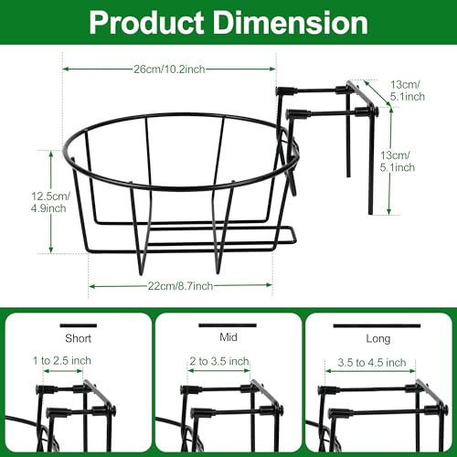 OYMVEKIK Adjustable Hanging Railing Planter, 3 Pack Fit 1.5 to 4.5 Inches Railing, Weather-Resistant Metal Balcony Rail Planters, Work for Outdoor Fence Deck Garden Patio Halloween Christmas Decor by OYMVEKIK - Used condition - Image 3