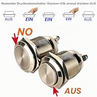 Gebildet 2pcs 19mm 5A/12V/24V/125V/250V Verriegelung Druckschalter Schraubklemmen Edelstahl Metall wasserdichte Schalter(HoherKopf) – Ansicht 2