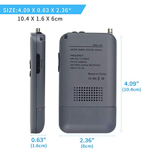 Tragbares Radio Mini FM/AM Stereo Digital Radio mit Kabel Portable Radio mit Kopfhörer und Eingebauten Lautsprechern… - Image 5