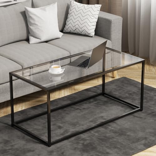 Glass Coffee Table Modern Center Table,Minimalist Coffee Table fo...
