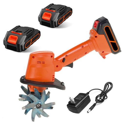 Electric Cordless Tiller Cultivator, Small Garden Rotavator with Rechargeable Lithium Battery, 10cm Tilling Width, 10cm Working Depth, Handheld Soil Tiller Rotavator For Farm, Yard, Lawn