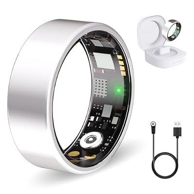 Nyweey Smart Ring for Women Men Health Ring with Heart Rate, Blood Oxygen, Sleep Tracker, Step Tracker, IP68 Waterproof Health Ring for iOS & Android,No Subscription Fee (Silver, 8#)